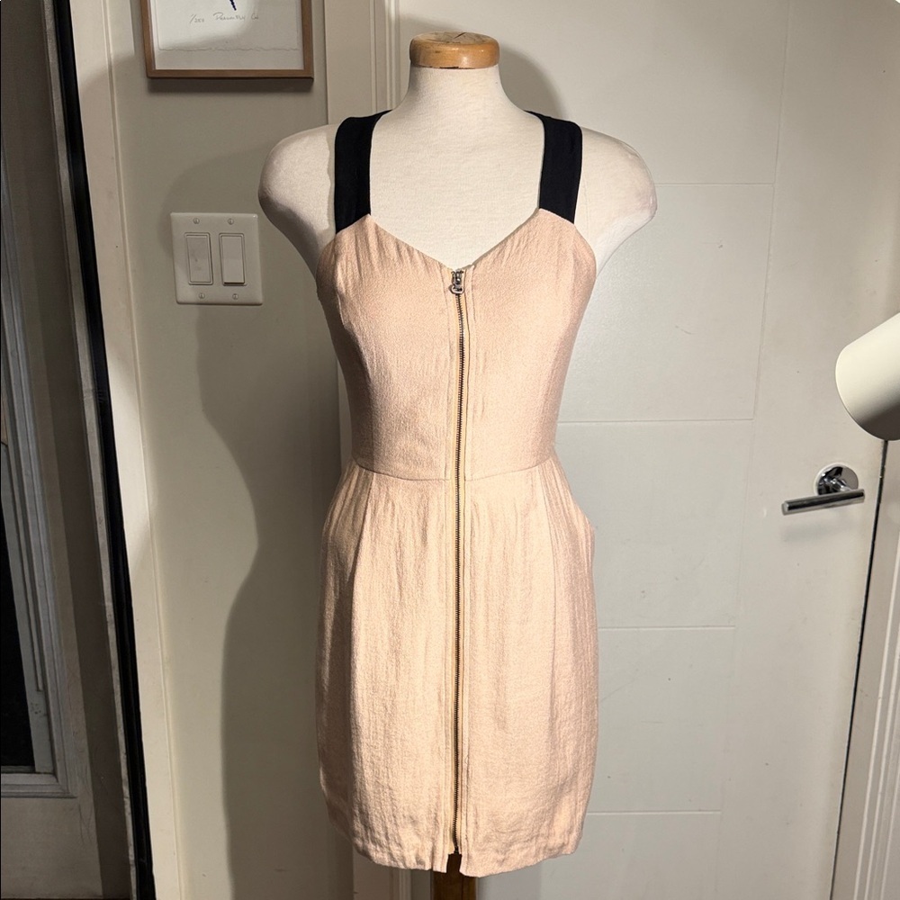 BCBGeneration Cream and Black Midi Dress